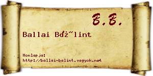 Ballai Bálint névjegykártya